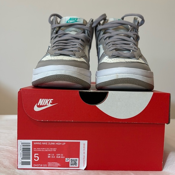 Nike Dunk High Up Iron Purple – Lightly Worn– Size 5 Women’s - Picture 3 of 14